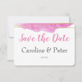 Roze en Gold Waterverf Sla de datumkaart op Save The Date (Voorkant)