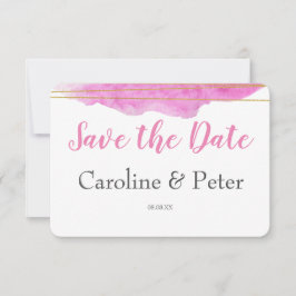 Roze en Gold Waterverf Sla de datumkaart op Save The Date