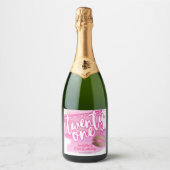 Roze en Goud 21e Verjaardag Mousserende Wijn Etike Sparkling Wijnetiket (Voorkant)