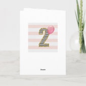 Roze en Goud 2e Verjaardags Meisje Kaart (Achterkant)