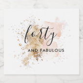 Roze en goud 40e verjaardag bier etiket (Enkel label)