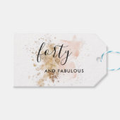 Roze en goud 40e verjaardag cadeaulabel (Voorkant (Horizontaal))