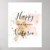 Roze en Goud 40e Verjaardagsfeestje Welkomstbord Poster (Voorkant)