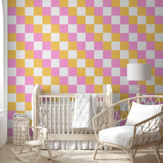 Roze en Goud 4 in Checkerboard Behang