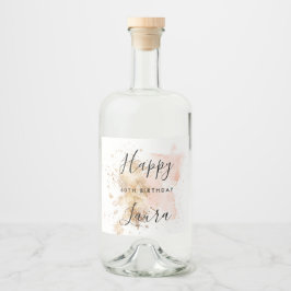 Roze en goud 60e verjaardag likeurfles etiket