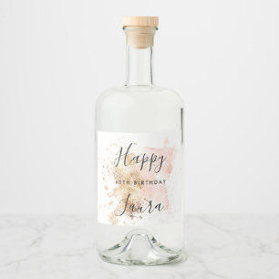 Roze en goud 60e verjaardag likeurfles etiket