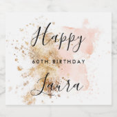 Roze en goud 60e verjaardag sparkling wijnetiket (Enkel label)