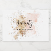 Roze en goud 70e verjaardag likeurfles etiket (Enkel label)