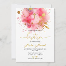 Roze en Goud Aquarel Doop