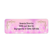 Roze en Goud Bedrijf Logo Retouradres Etiket (Voorkant)