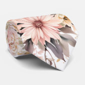 Roze en Goud Bloemen Bruiloft bruidegom Stropdas (Opgerold)