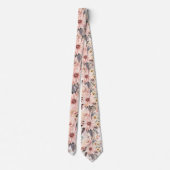 Roze en Goud Bloemen Bruiloft bruidegom Stropdas (Achterkant)