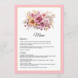 Roze en Goud Bloemen Bruiloft Menu