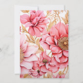 Roze en Goud Bloemen Bruiloft Uitnodiging (Achterkant)