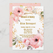 Roze en Goud Bloemen Brunch & Bubbly Kaart (Voorkant / Achterkant)