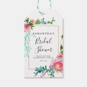 Roze en Goud Bloemen DIY Vrijgezellenfeest Favor Cadeaulabel