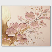 Roze en Goud Bloemen Elegant Minimalist Cadeaupapier (Vlak)