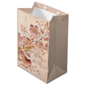Roze en Goud Bloemen Elegant Minimalist Medium Cadeauzakje (Voorkant Gekanteld)