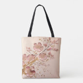 Roze en Goud Bloemen Elegant Minimalist Tote Bag (Achterkant)