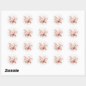 Roze en Goud Bloemen Vlinder Bruiloft Ronde Sticker (Vel)