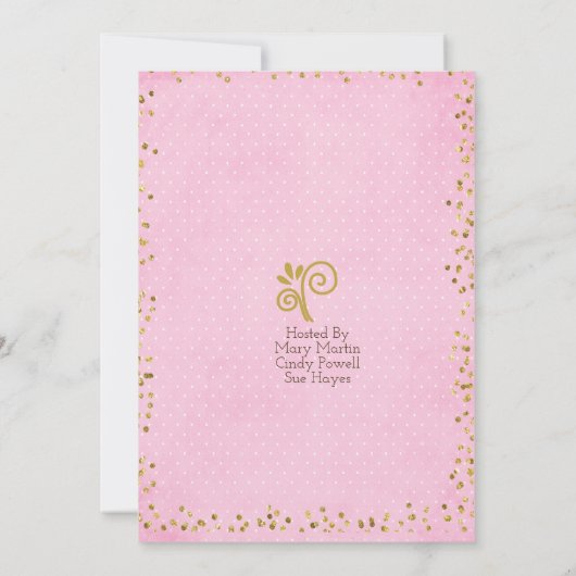 Roze en goud brengen een boek Baby shower mee Kaart (Achterkant)
