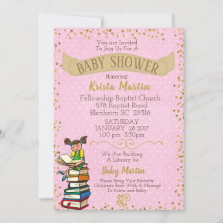 Roze en goud brengen een boek Baby shower mee Kaart