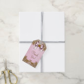 Roze en goud cadeaulabel (Met Touw)
