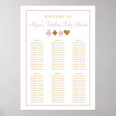 Roze en Goud Casino Baby shower Zitkaart Poster (Voorkant)