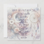 Roze en Goud Celestial Maan Bruiloft Kaart (Achterkant)