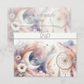 Roze en Goud Celestial Moon Response Kaart (Voorkant / Achterkant)