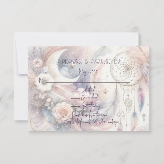 Roze en Goud Celestial Moon Response Kaart (Achterkant)