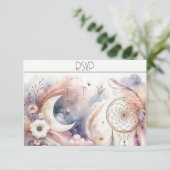 Roze en Goud Celestial Moon Response Kaart (Staand voorkant)