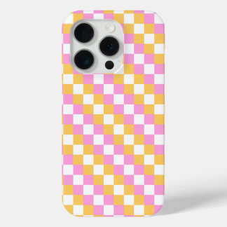Roze en Goud Checkerboard iPhone 15 Pro Case