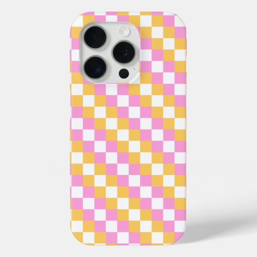 Roze en Goud Checkerboard Case-Mate iPhone Case (Achterkant)