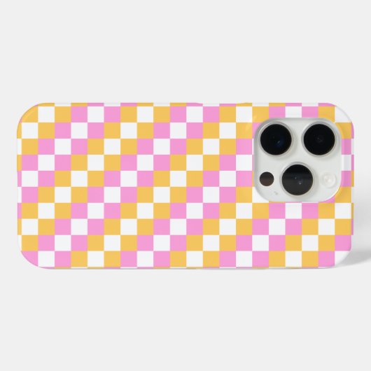 Roze en Goud Checkerboard Case-Mate iPhone Case (Achterkant (horizontaal))