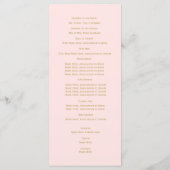 Roze en Goud Custom Wedding Programma Programmakaart (Achterkant)