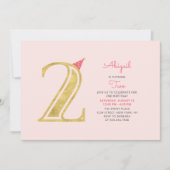 Roze en goud | Cute Modern Girl 2e verjaardag Kaart (Voorkant)