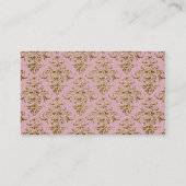 Roze en Goud Damask Business Card Template Visitekaartje (Achterkant)