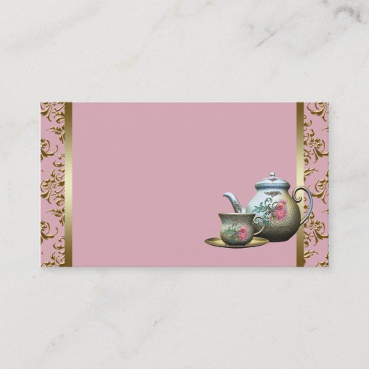 Roze en Goud Damask Business Card Template Visitekaartje (Voorkant)