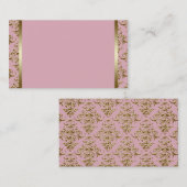 Roze en Goud Damask Business Card Template Visitekaartje (Voorkant / Achterkant)