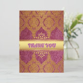 Roze en Goud Dank u bruiloft Kaart (Staand voorkant)