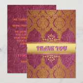 Roze en Goud Dank u bruiloft Kaart (Voorkant / Achterkant)