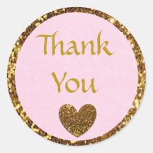 Roze en Goud Dank u Sticker
