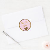 Roze en Goud Dank u Sticker (Envelop)