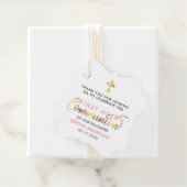 Roze en Goud Eerste Heilige Communie Dank u Bedankjes Labels (In situ)