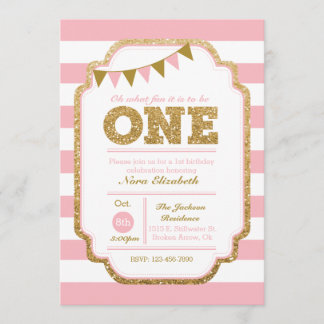 Roze en goud Eerste uitnodiging van de Dag