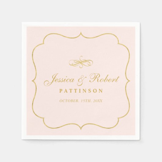 Roze en goud | Elegant Classic Wedding Napkin Servet (Voorkant)