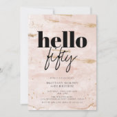 Roze en Goud Elegant Eenvoudige 50ste Verjaardag Kaart (Voorkant)