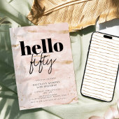 Roze en Goud Elegant Eenvoudige 50ste Verjaardag Kaart