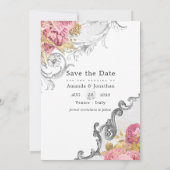 Roze en goud en zilver bloemendiamant trouw Sa Save The Date (Achterkant)